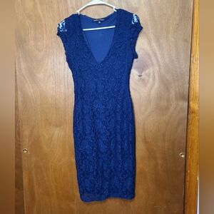 Elegant Navy Lace Dress